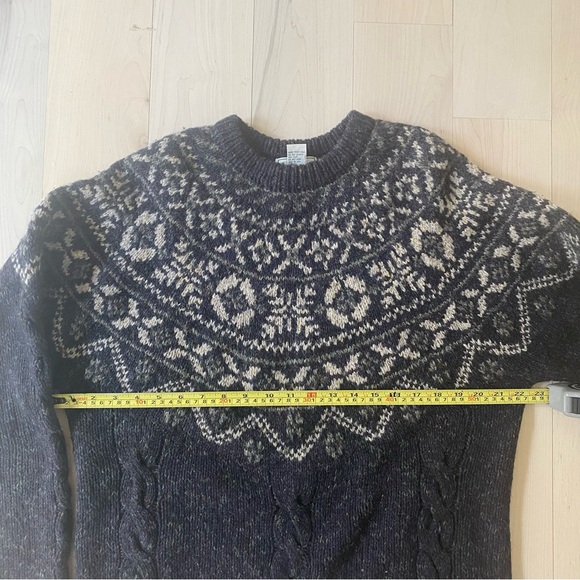Vintage LL Bean Wool Ragg Cable Fair Isle Donegal Sweater size men’s Medium - Picture 3 of 8